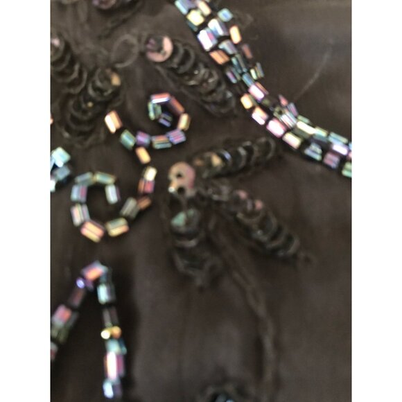 Vtg Women's Fully Hand Beaded Blouse Black Purple Essence Beads With Black Chemi - Picture 7 of 10